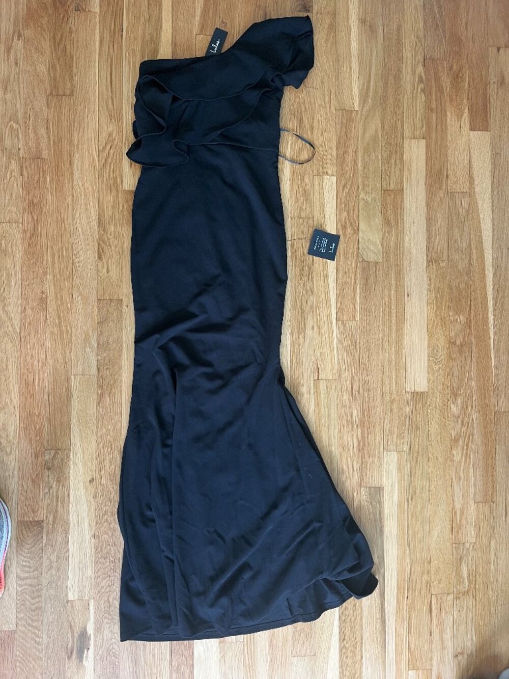 Lulu's Grand Beauty Black Ruffled One-Shoulder Mermaid Maxi Dress - Picture 2 of 2